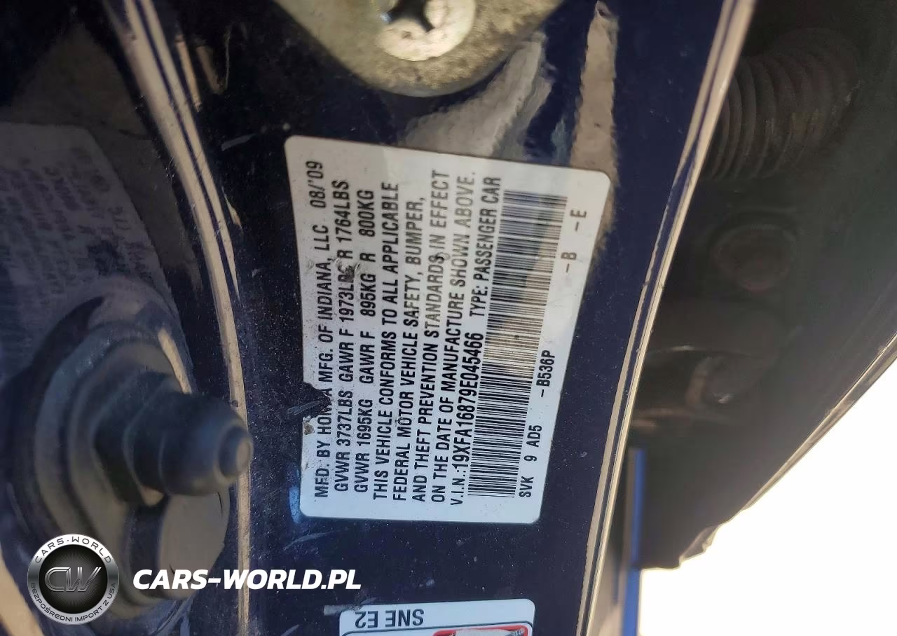 2009 Honda Civic Ex VIN:19XFA16879E045466 - 12