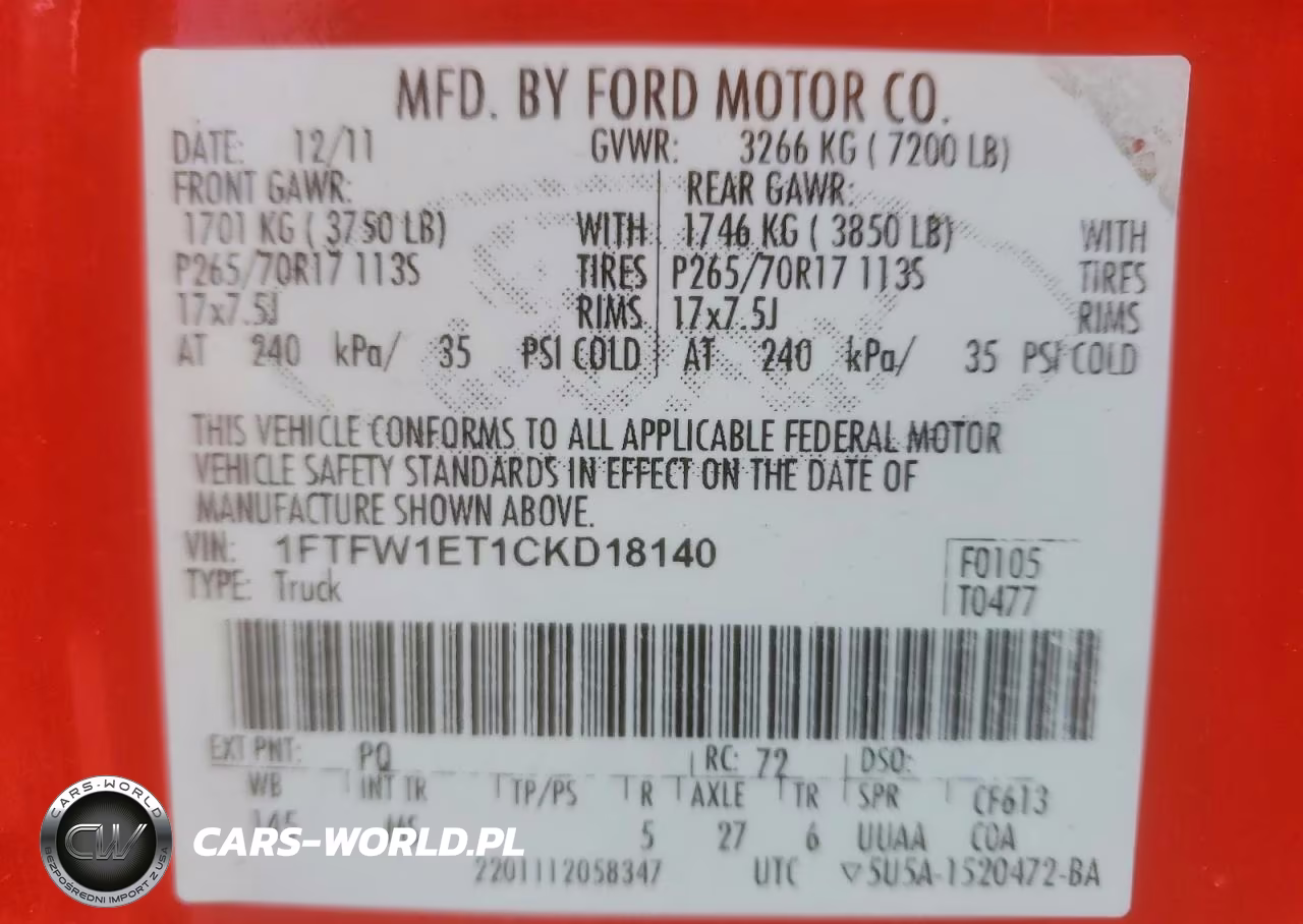 2012 Ford F150 Supercrew VIN:1FTFW1ET1CKD18140 - 13