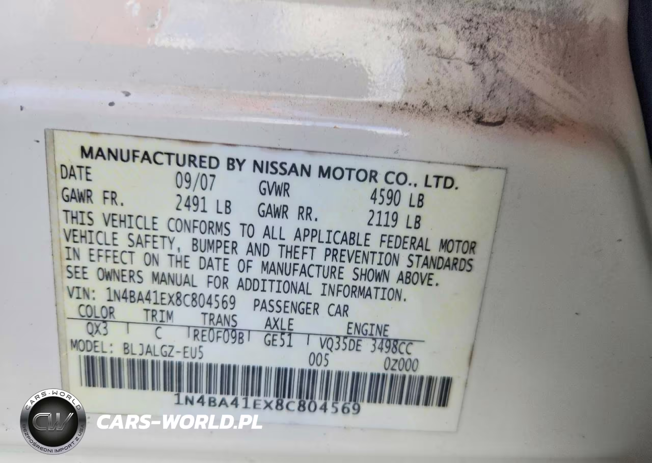 2008 Nissan Maxima 3.5 Se VIN:1N4BA41EX8C804569 - 12