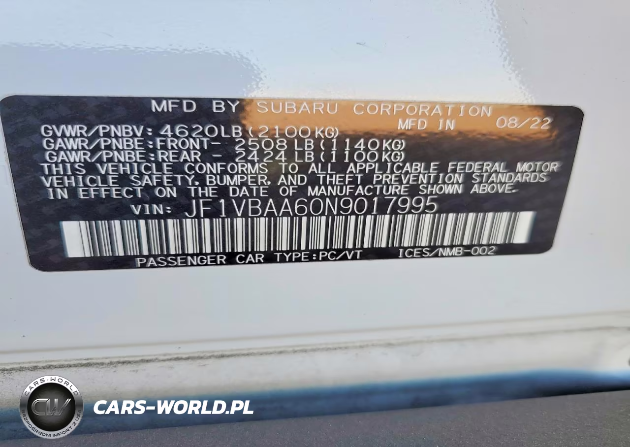 2022 Subaru Wrx VIN:JF1VBAA60N9017995 - 12