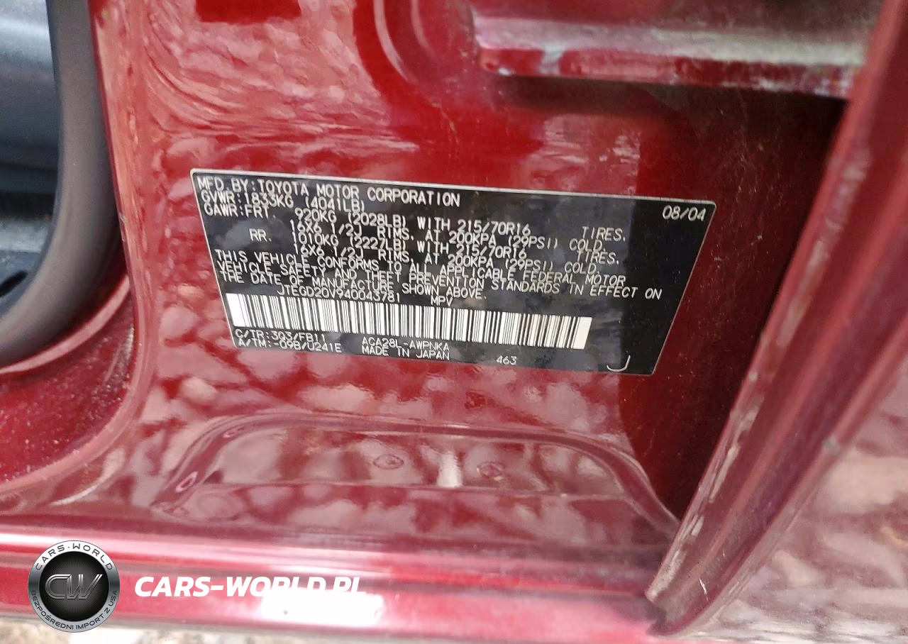 2004 Toyota Rav4 Base VIN:JTEGD20V940043781 - 13