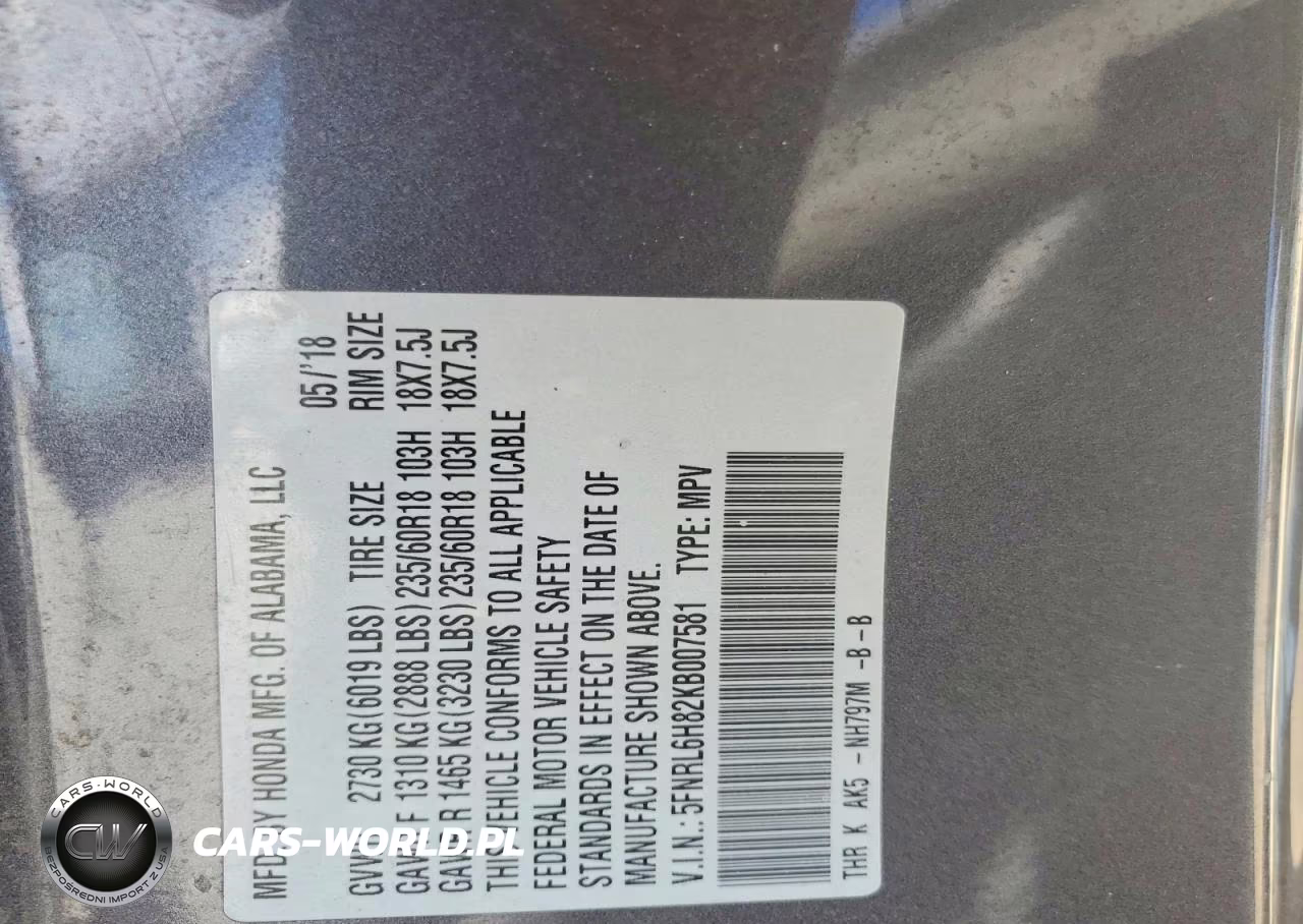 2019 Honda Odyssey Touring VIN:5FNRL6H82KB007581 - 14