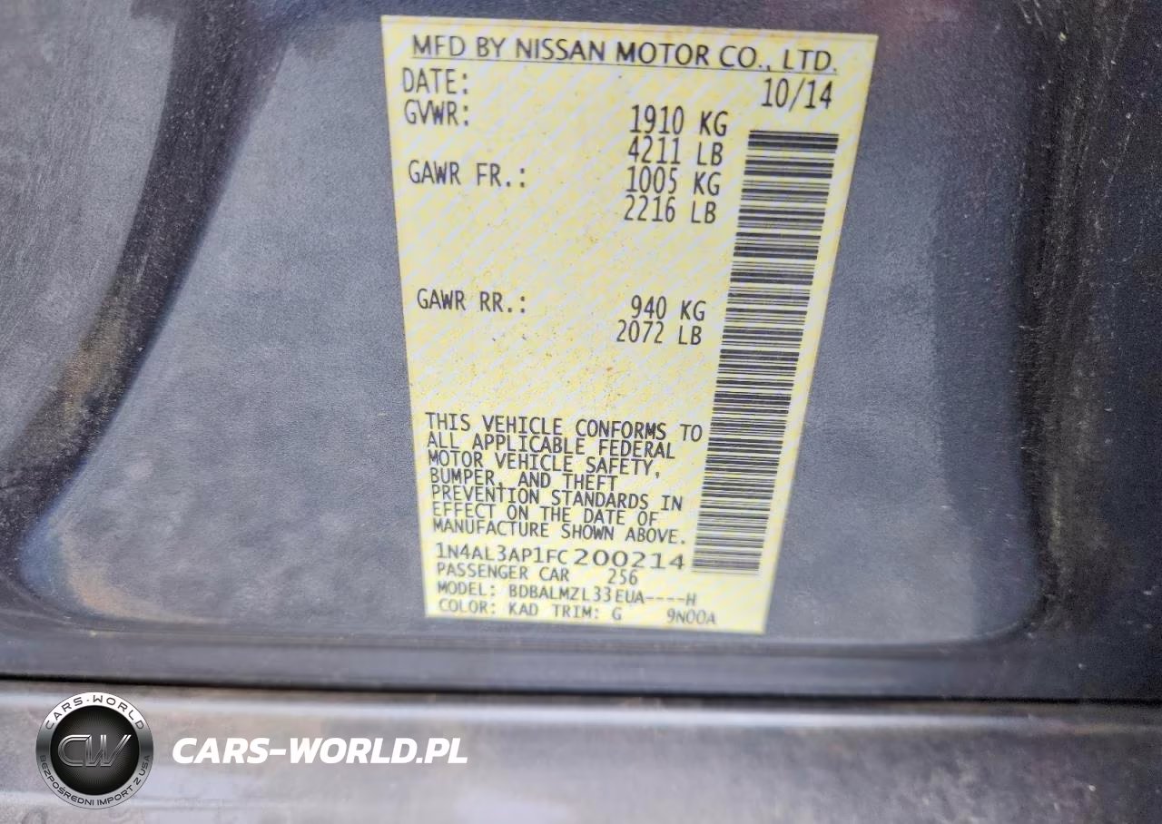 2015 Nissan Altima 2.5 Sv VIN:1N4AL3AP1FC200214 - 12