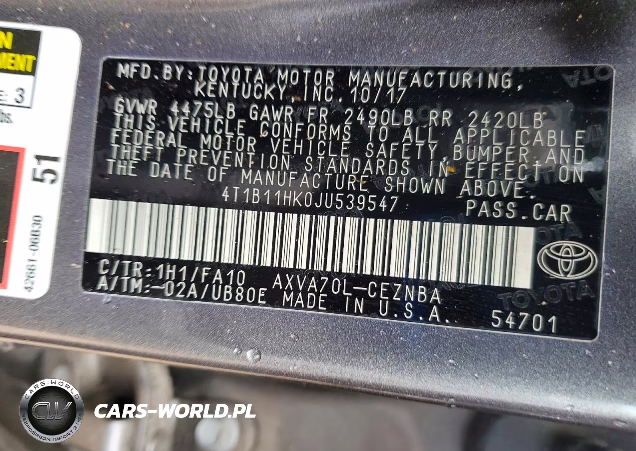 2018 Toyota Camry Le VIN:4T1B11HK0JU539547 - 12