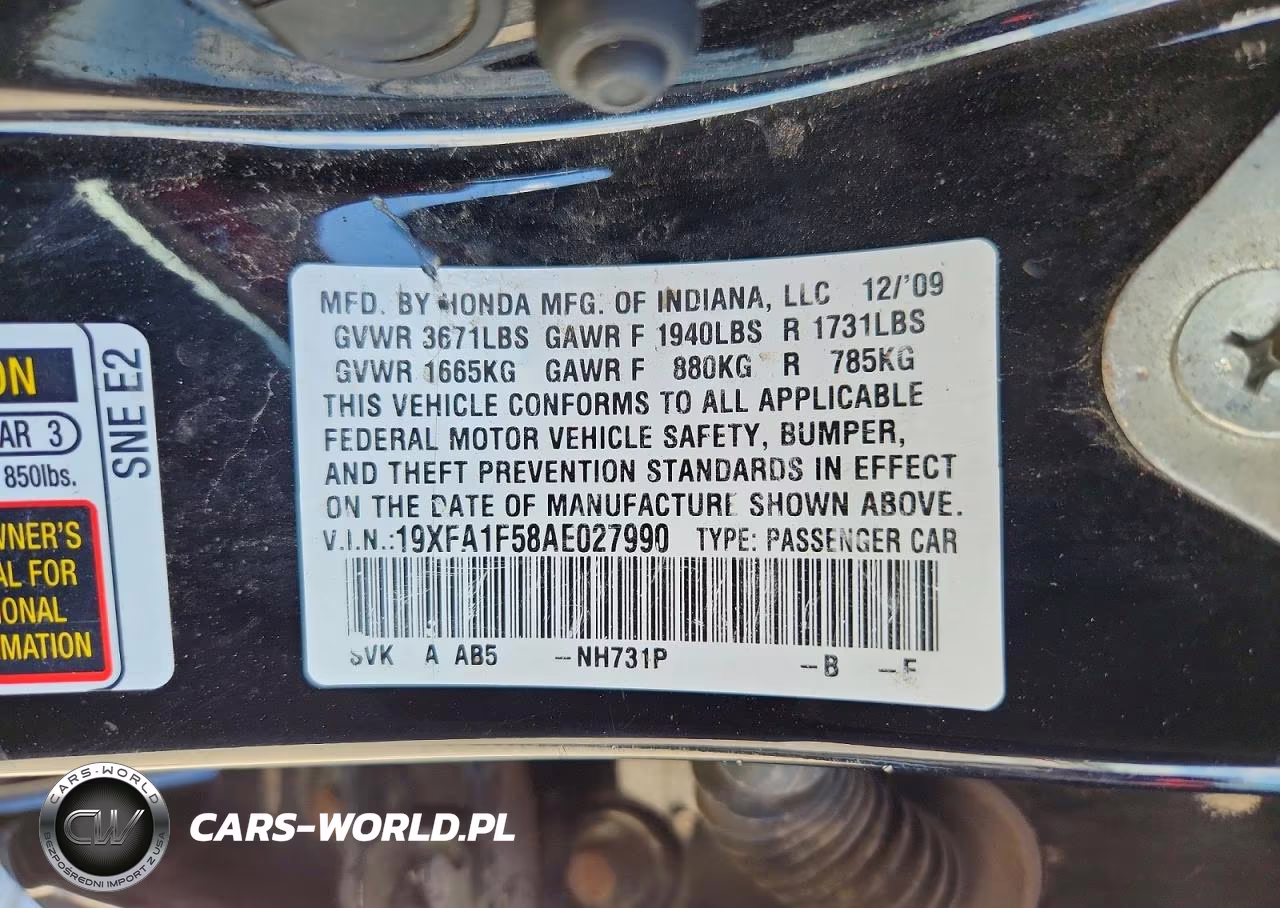 2010 Honda Civic Lx VIN:19XFA1F58AE027990 - 12