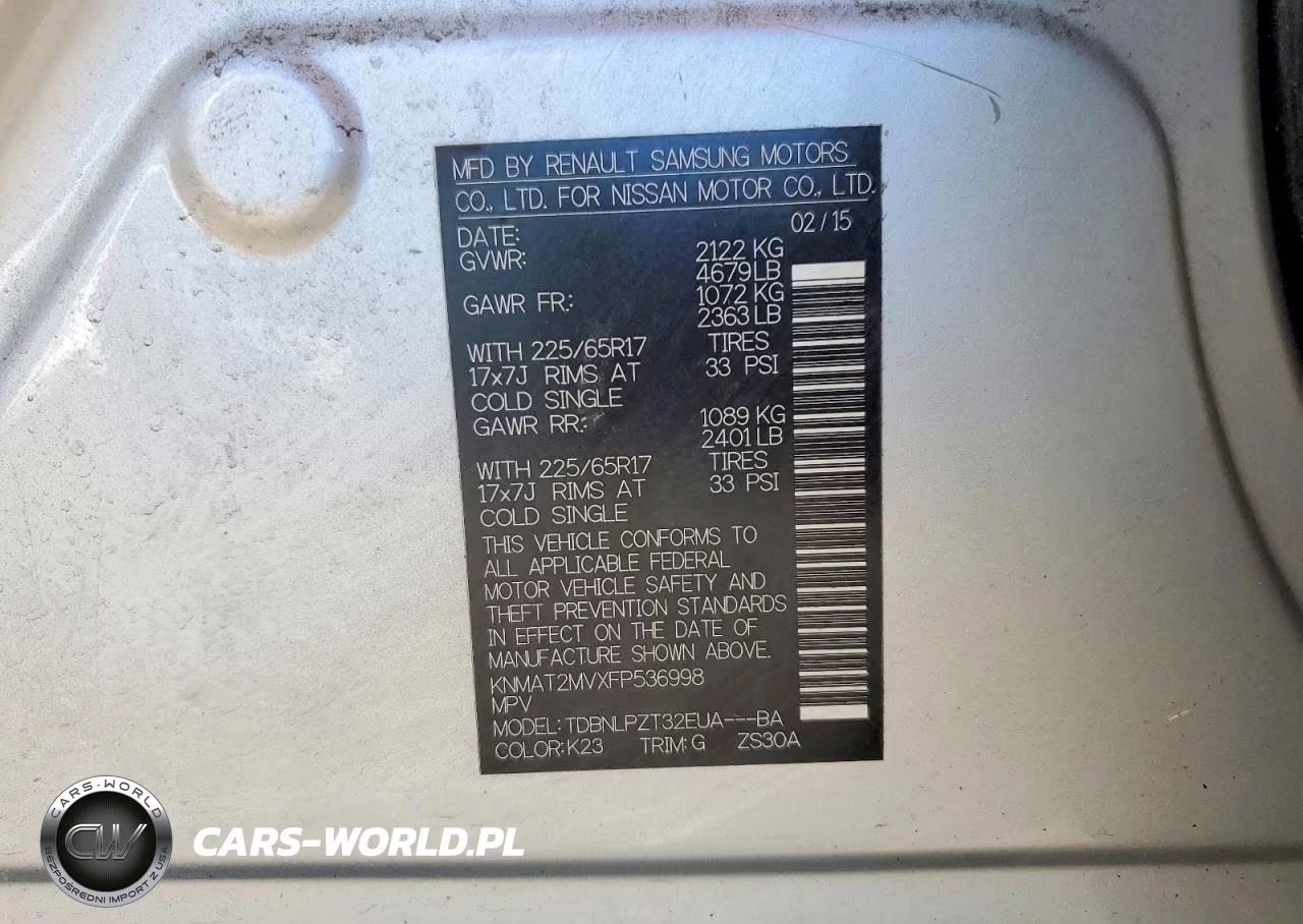 2015 Nissan Rogue S VIN:KNMAT2MVXFP536998 - 13