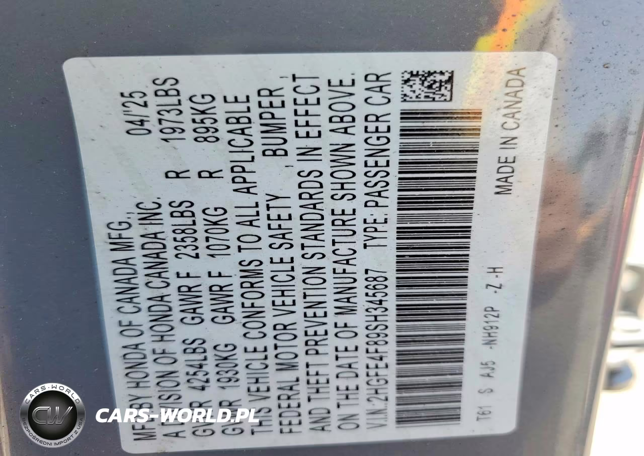 2025 Honda Civic Sport VIN:2HGFE4F89SH345687 - 12