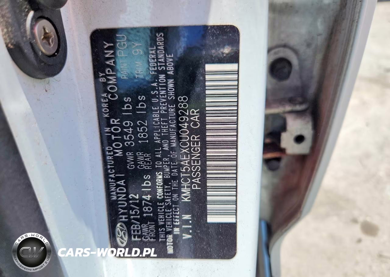 2012 Hyundai Accent Gs VIN:KMHCT5AEXCU049288 - 12