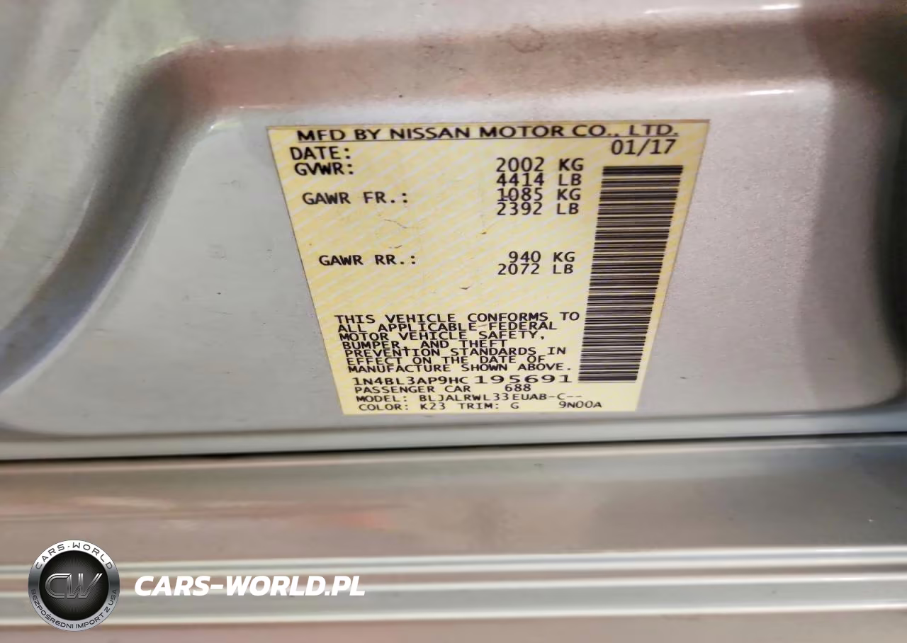 2017 Nissan Altima 3.5 Sl VIN:1N4BL3AP9HC195691 - 12