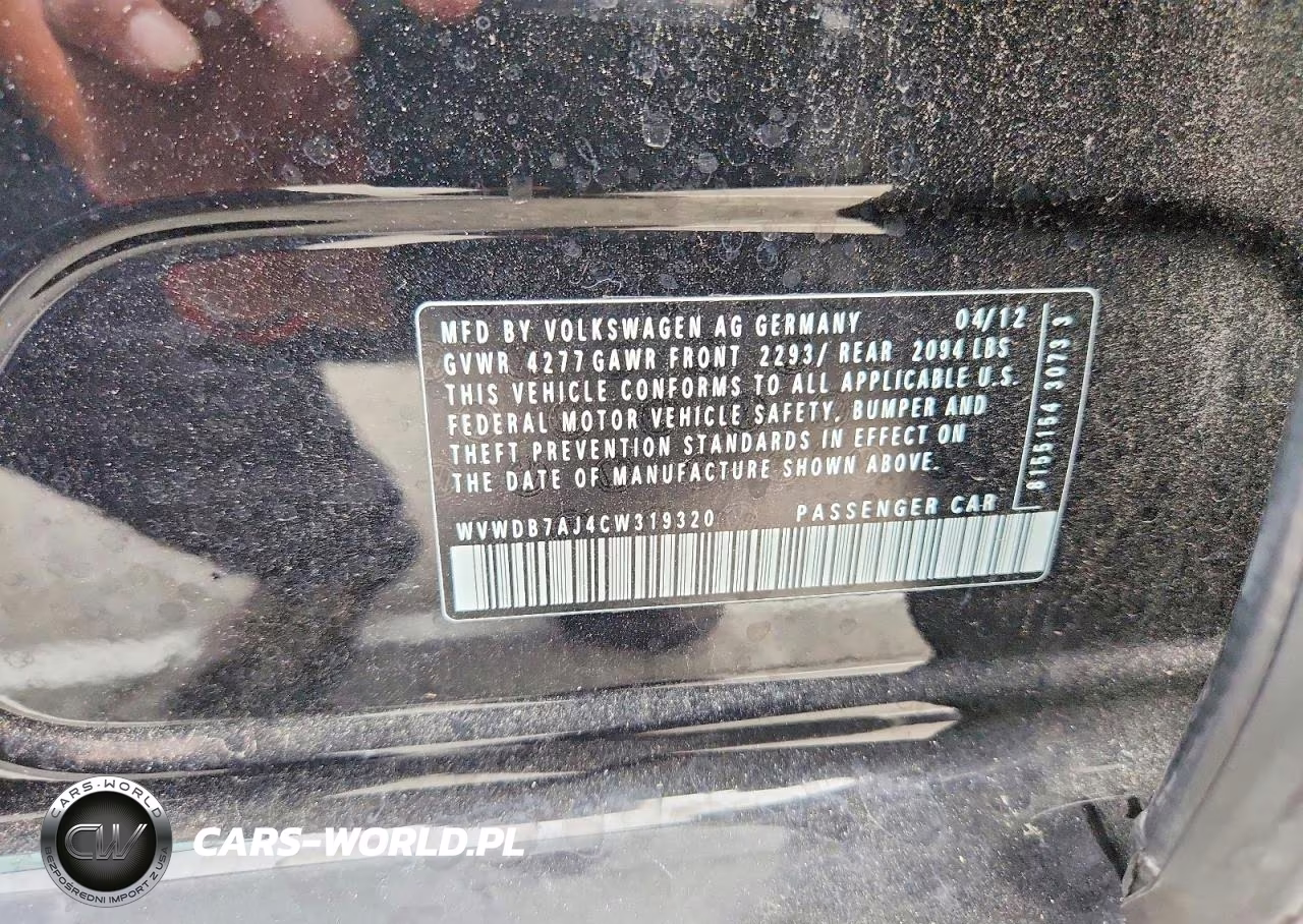 2012 Volkswagen Golf VIN:WVWDB7AJ4CW319320 - 13