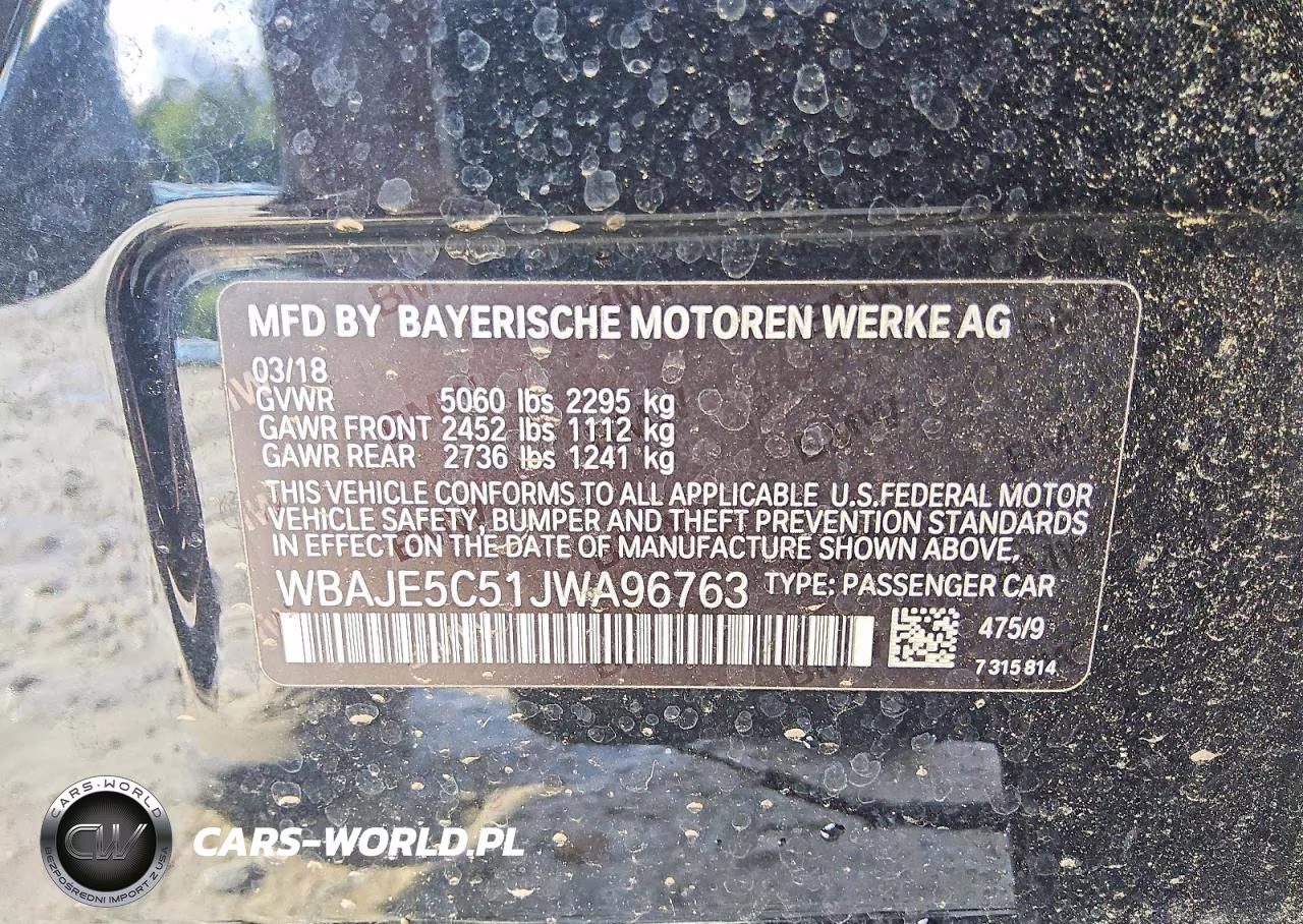 2018 BMW 540 I VIN:WBAJE5C51JWA96763 - 12