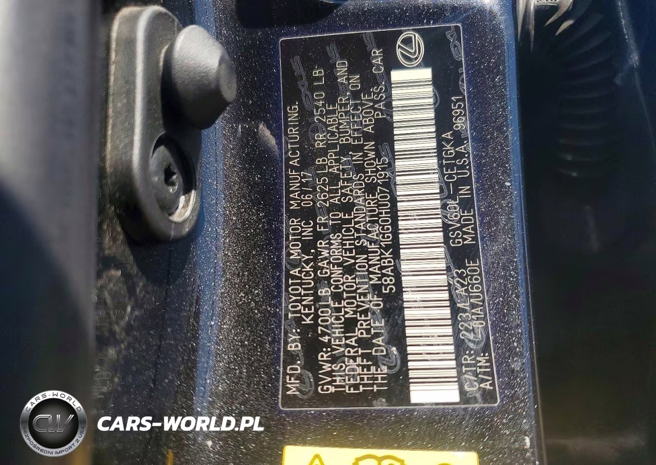 2017 Lexus Es 350 VIN:58ABK1GG0HU071915 - 12