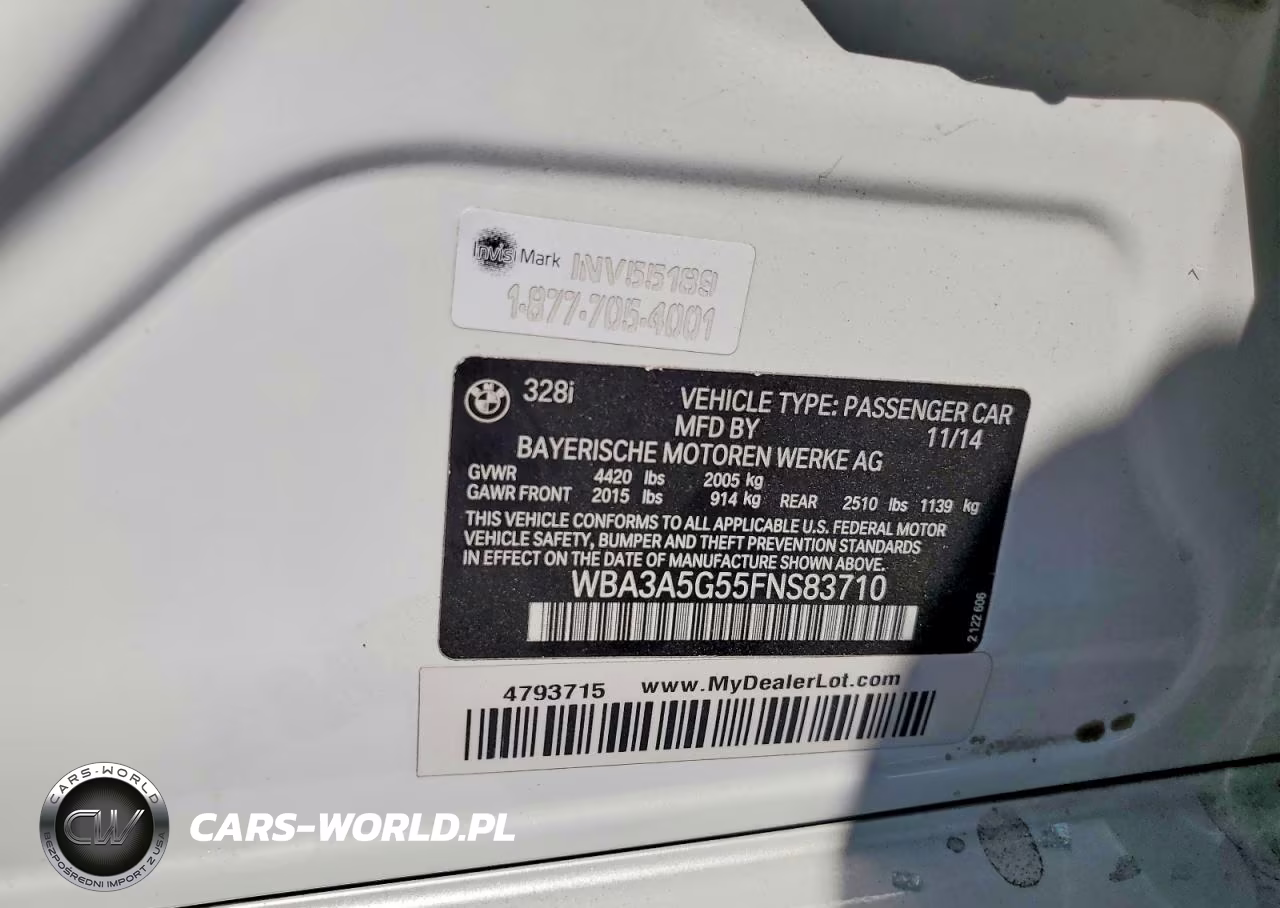 2015 BMW 328 I VIN:WBA3A5G55FNS83710 - 12
