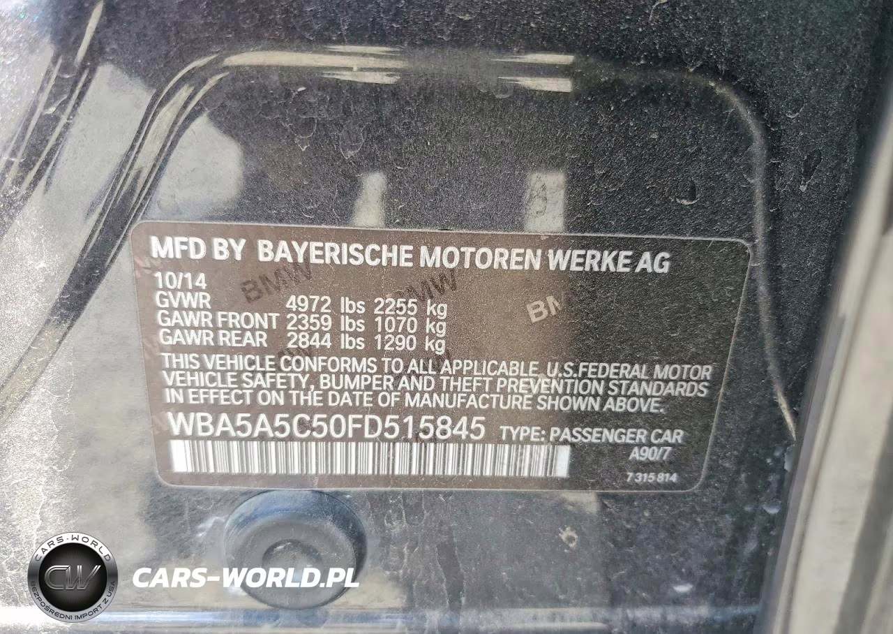 2015 BMW 528 I VIN:WBA5A5C50FD515845 - 12