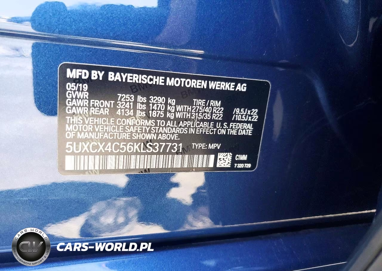 2019 BMW X7 xDrive50I VIN:5UXCX4C56KLS37731 - 12