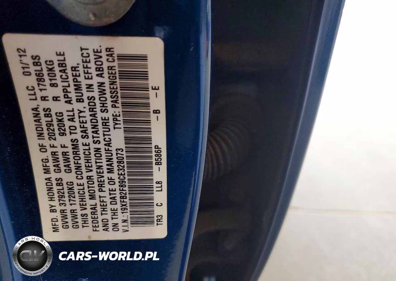 2012 Honda Civic Ex VIN:19XFB2F89CE328073 - 12