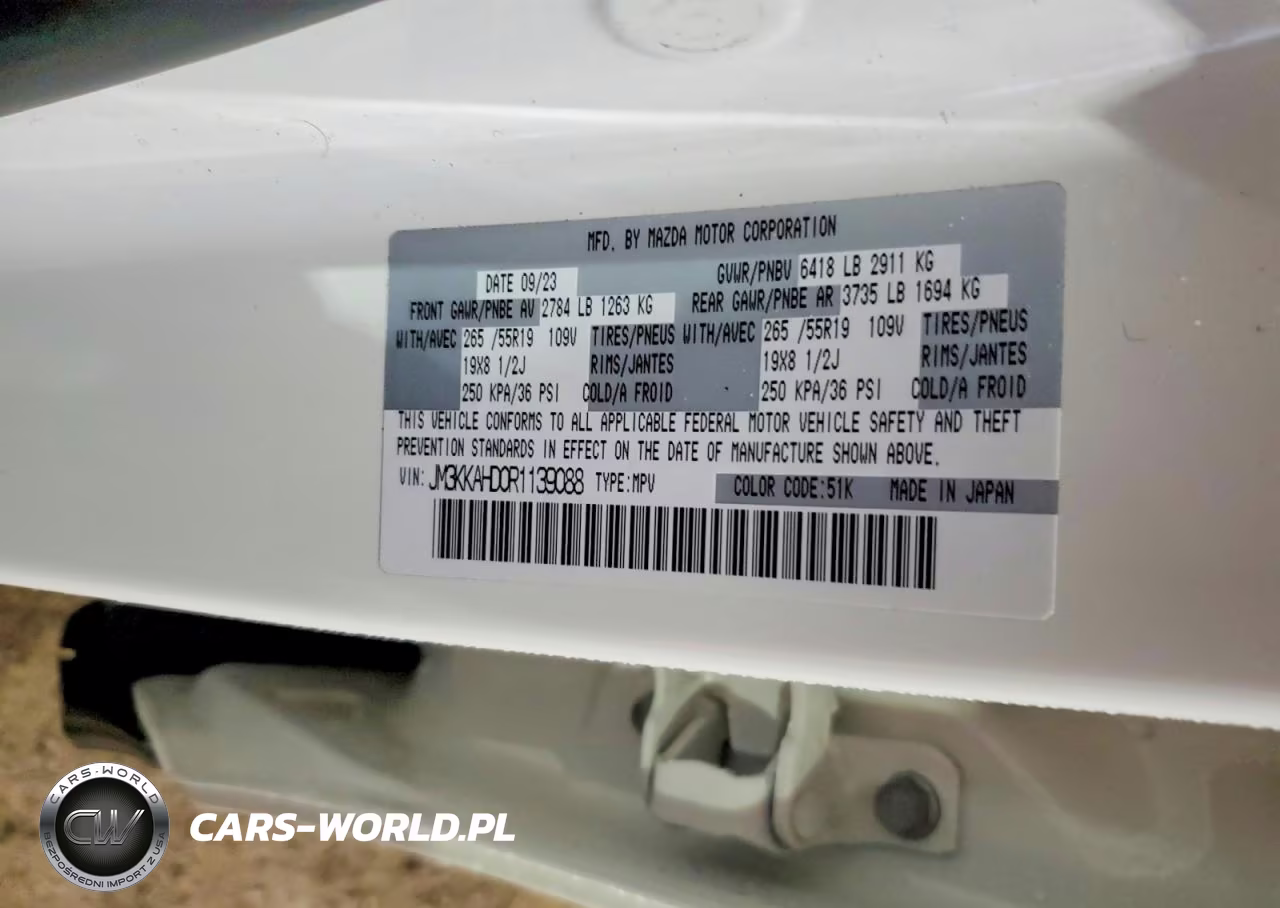 2024 Mazda Cx-90 Select VIN:JM3KKAHD0R1139088 - 12