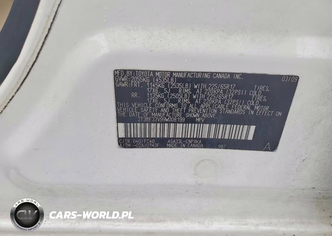 2009 Toyota Rav4 Base VIN:2T3BF33V99W008199 - 13