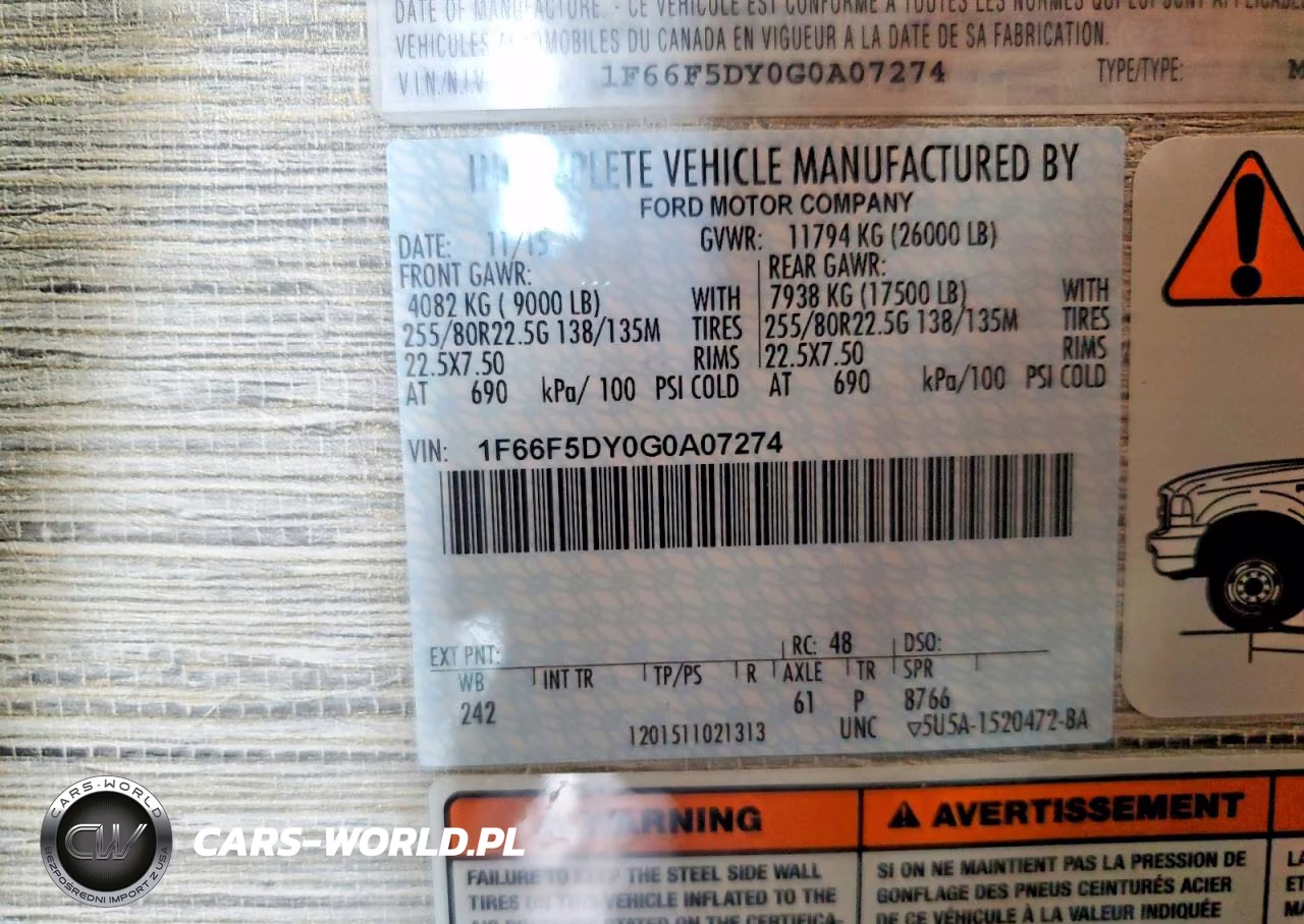 2016 Ford F53 VIN:1F66F5DY0G0A07274 - 10