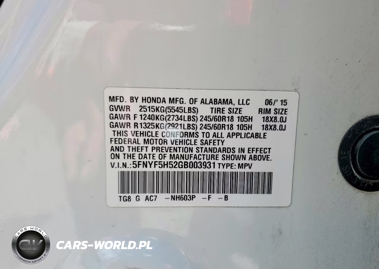 2016 Honda Pilot Exl VIN:5FNYF5H52GB003931 - 14