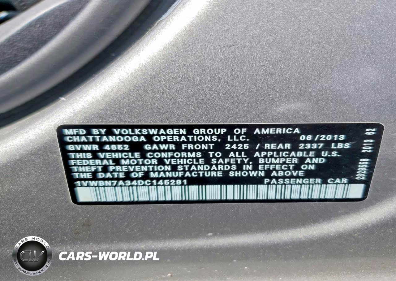 2013 Volkswagen Passat Se VIN:1VWBN7A34DC145281 - 12