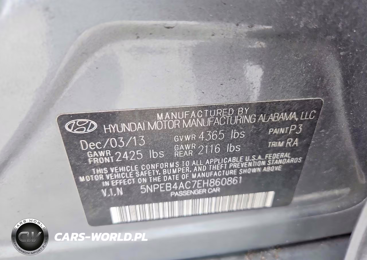 2014 Hyundai Sonata Gls VIN:5NPEB4AC7EH860861 - 12