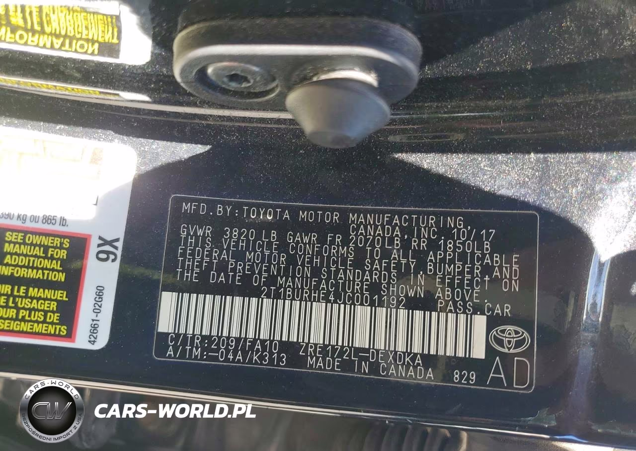 2018 Toyota Corolla L VIN:2T1BURHE4JC001192 - 12