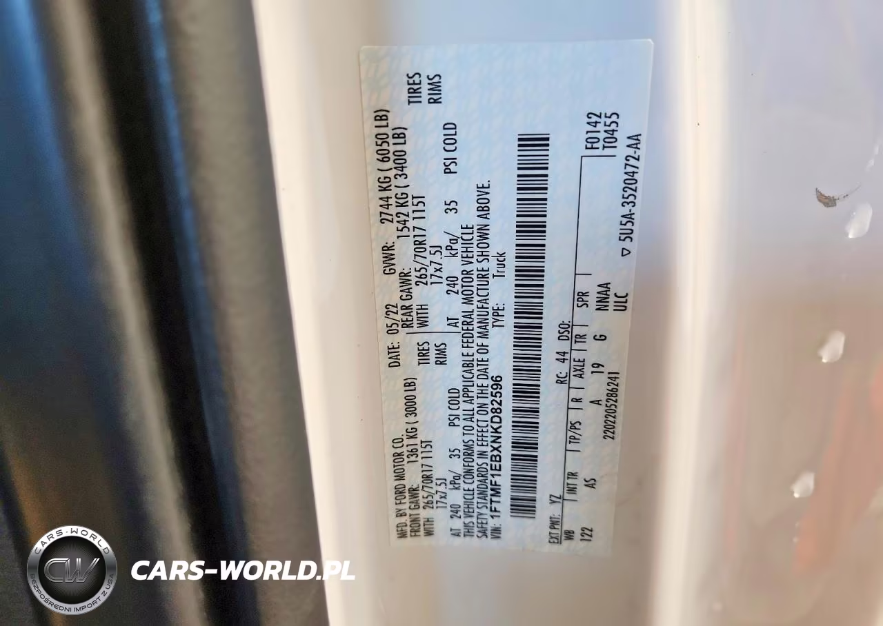 2022 Ford F150 VIN:1FTMF1EBXNKD82596 - 12