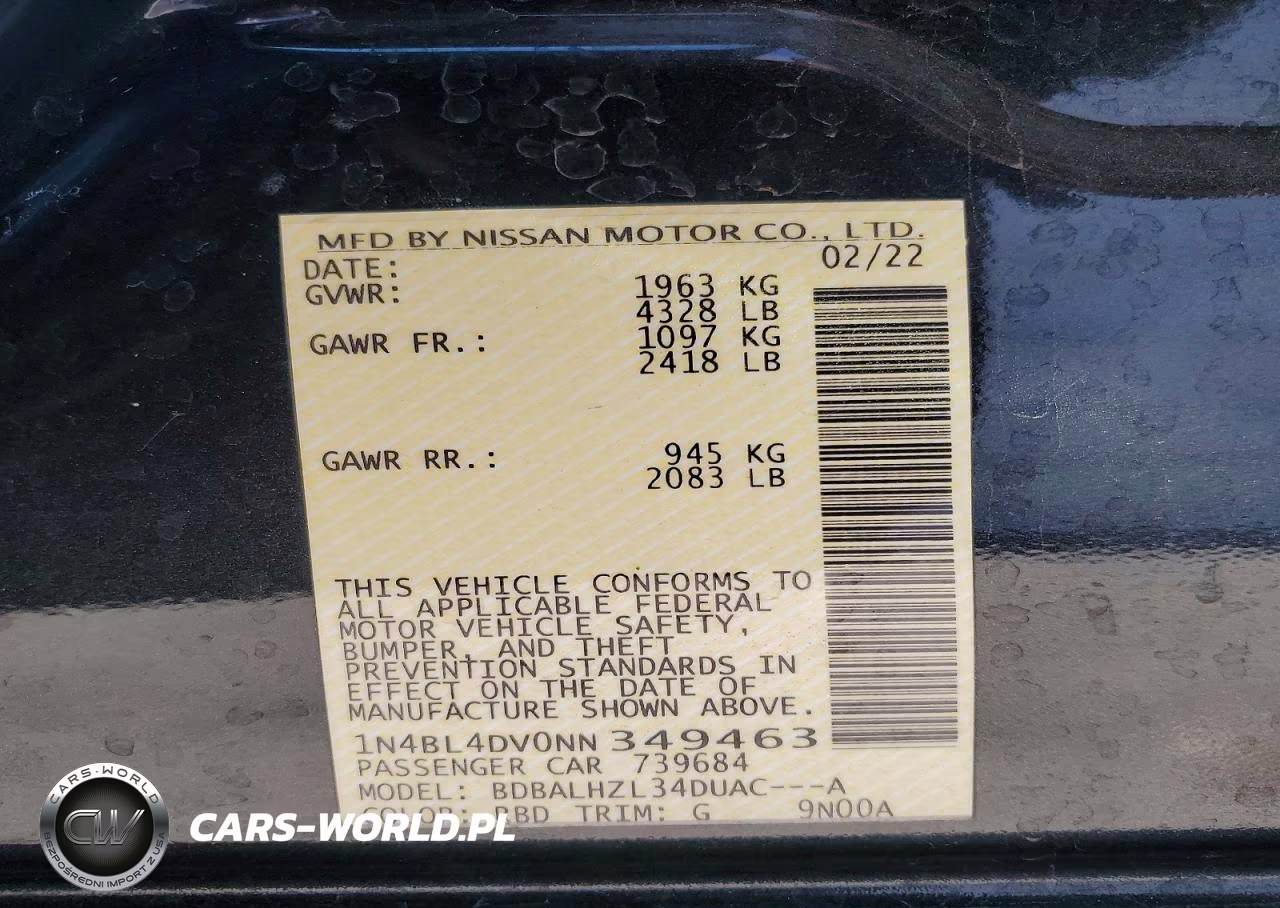 2022 Nissan Altima Sv VIN:1N4BL4DV0NN349463 - 13