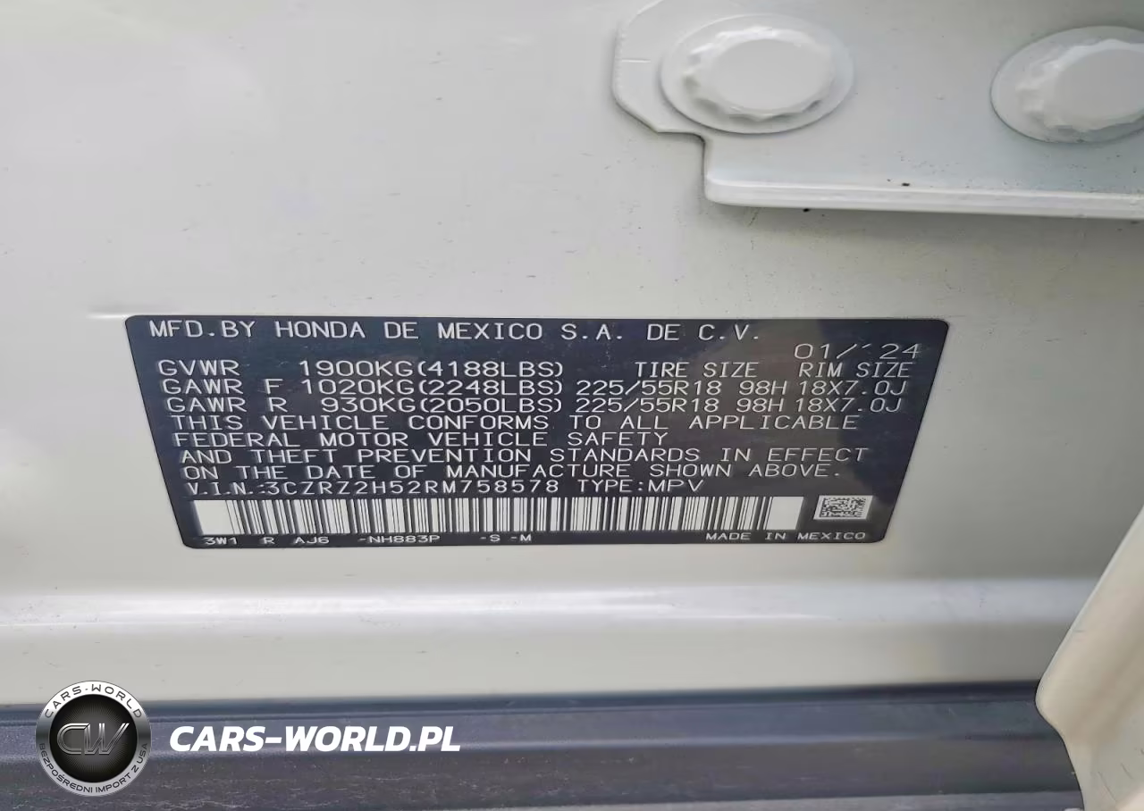 2024 Honda Hr-V Sport VIN:3CZRZ2H52RM758578 - 14