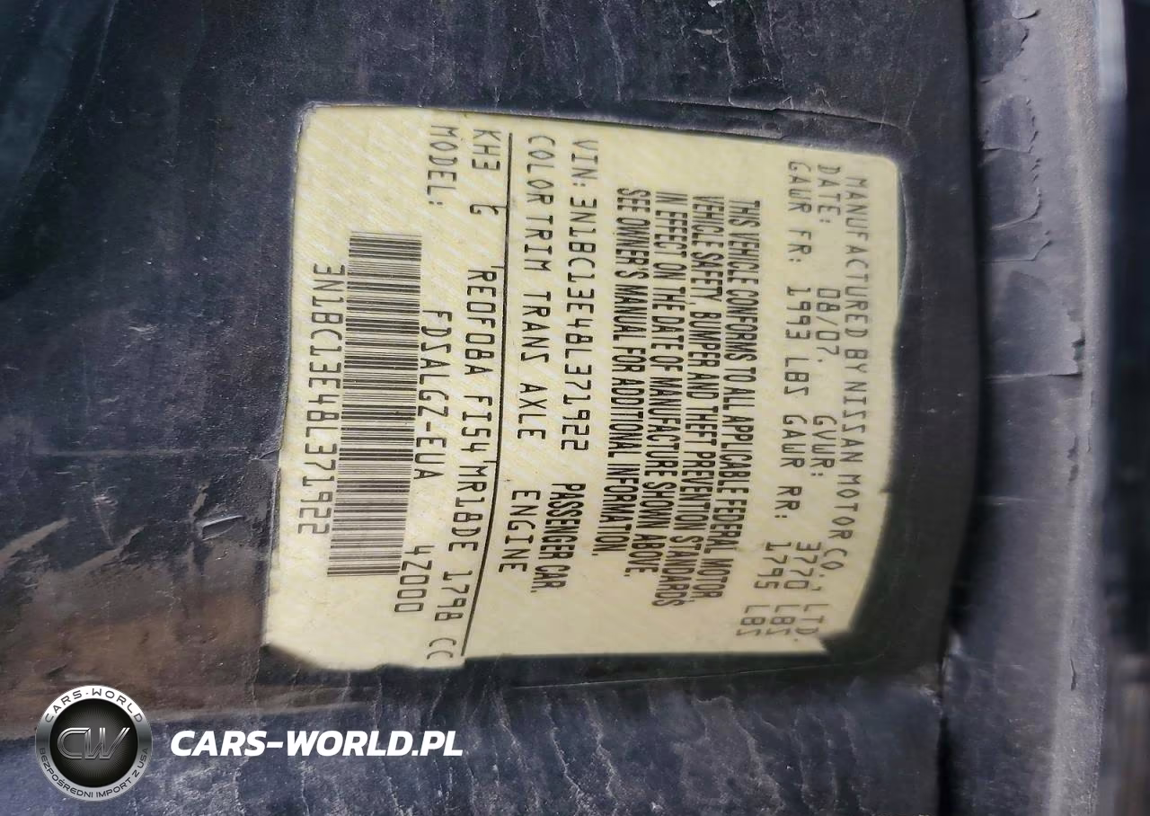 2008 Nissan Versa 1.8 S VIN:3N1BC13E48L371922 - 12