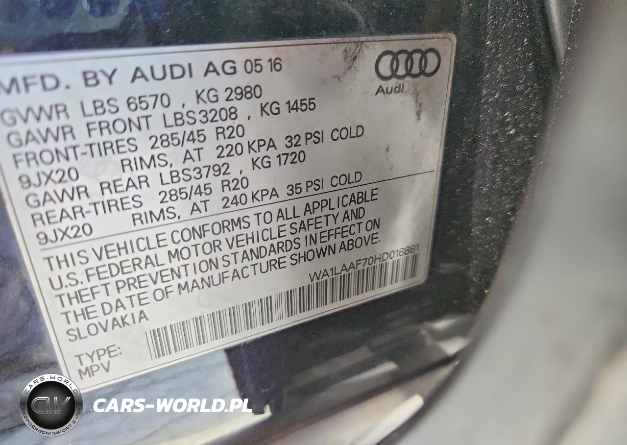 2017 Audi Q7 Premium Plus VIN:WA1LAAF70HD016881 - 13