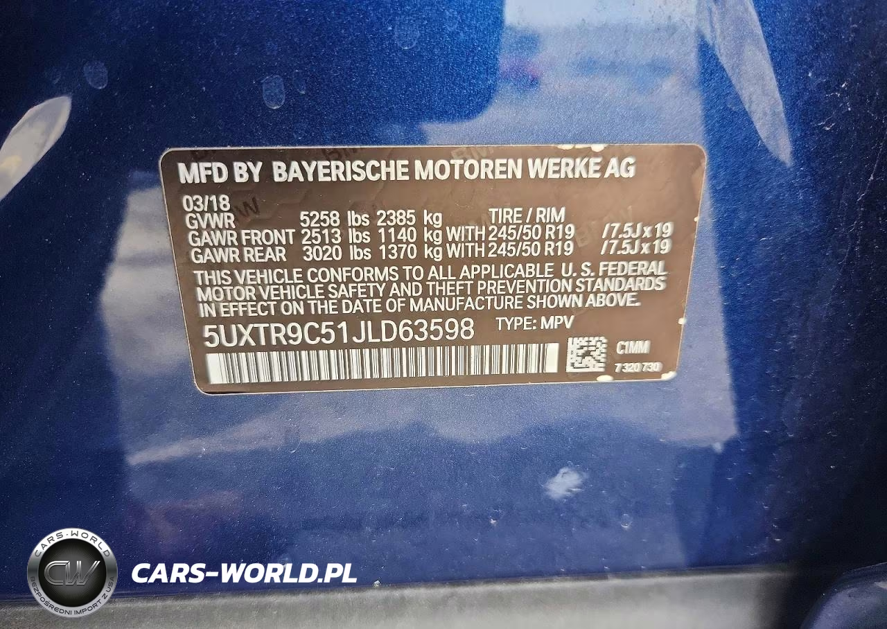 2018 BMW X3 xDrive30I VIN:5UXTR9C51JLD63598 - 13