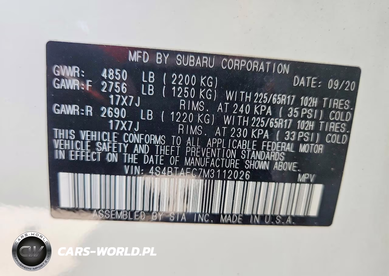 2021 Subaru Outback Premium VIN:4S4BTAFC7M3112026 - 12