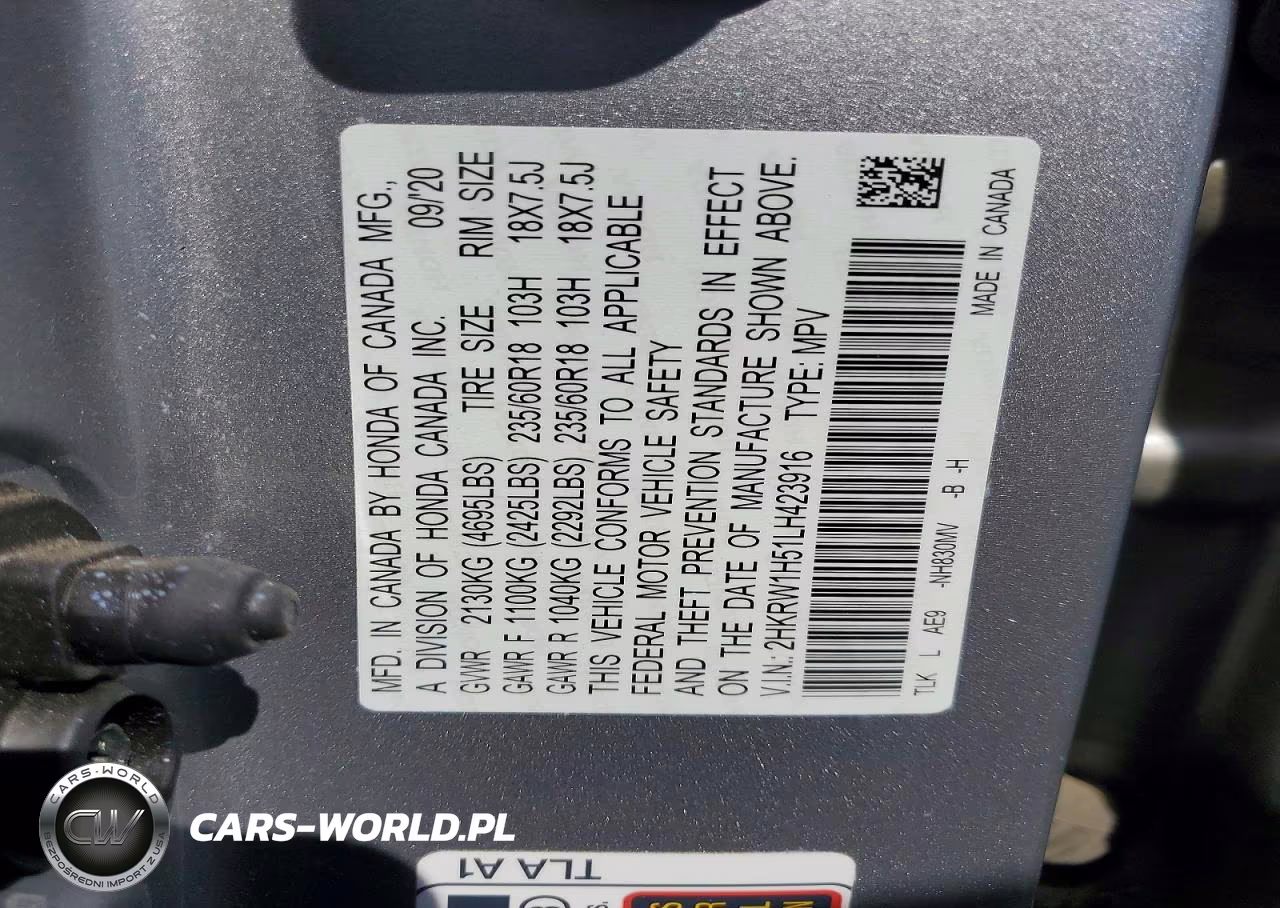 2020 Honda Cr-V Ex VIN:2HKRW1H51LH423916 - 13