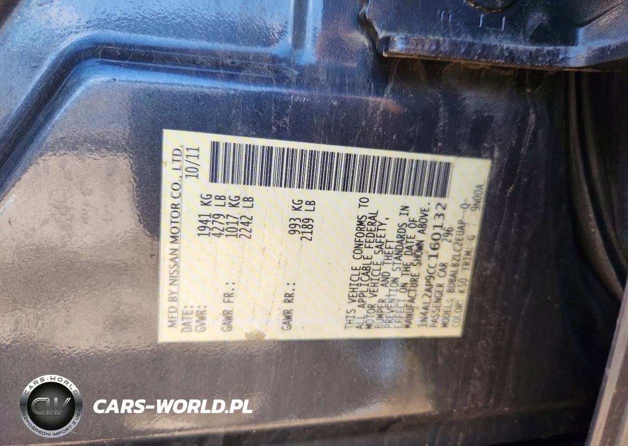 2012 Nissan Altima 2.5 VIN:1N4AL2AP9CC160132 - 12