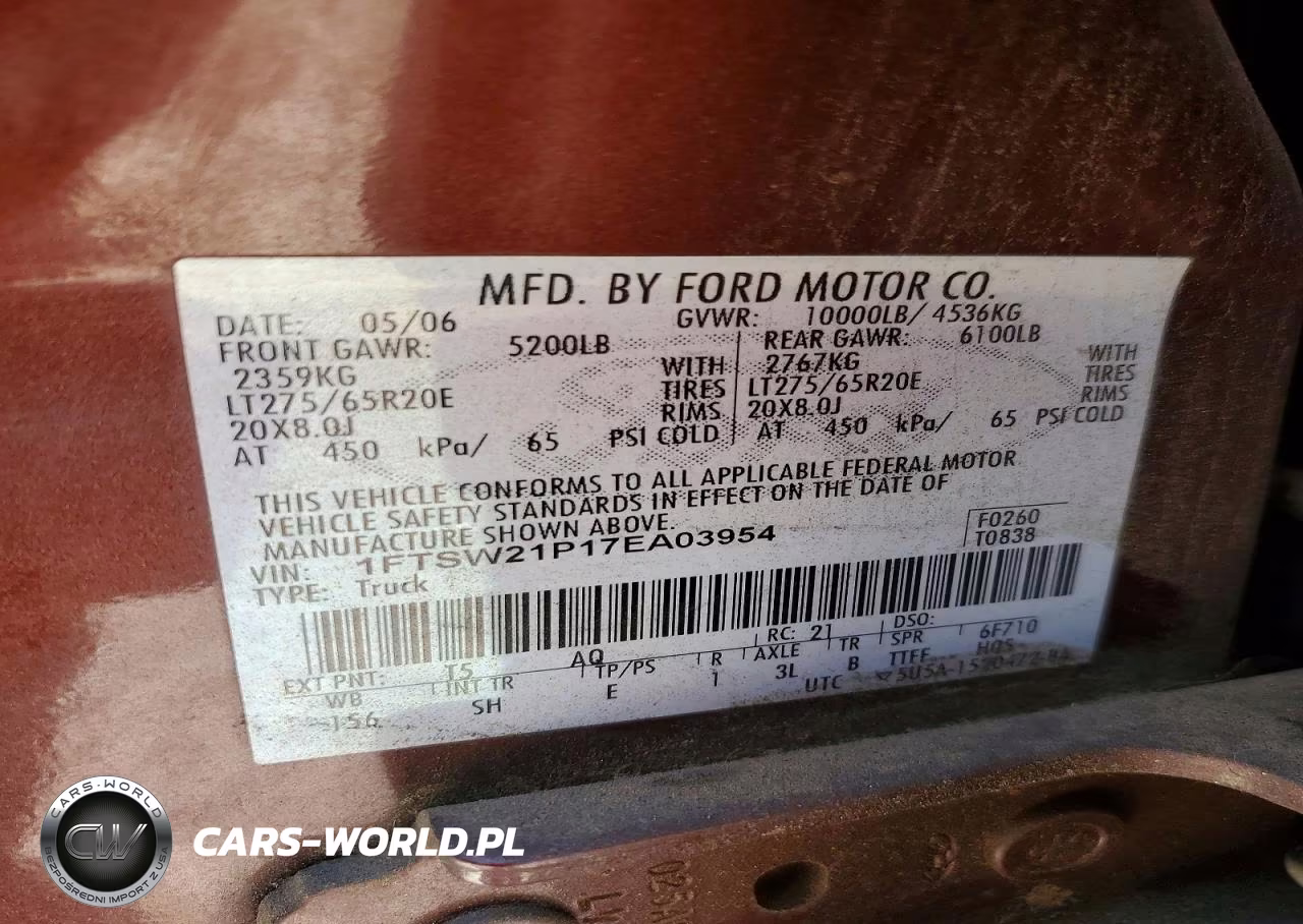 2007 Ford F250 Super Duty VIN:1FTSW21P17EA03954 - 13