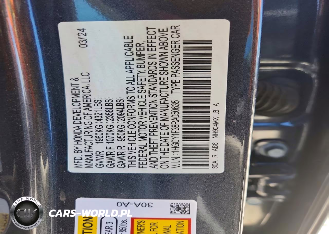 2024 Honda Accord Ex VIN:1HGCY1F38RA050635 - 12
