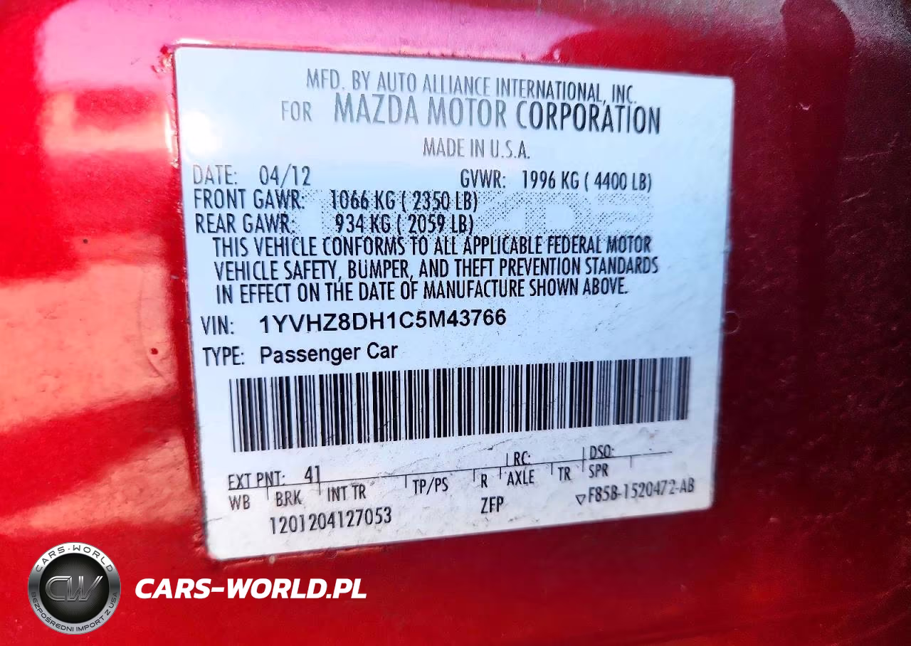 2012 Mazda 6 I VIN:1YVHZ8DH1C5M43766 - 12