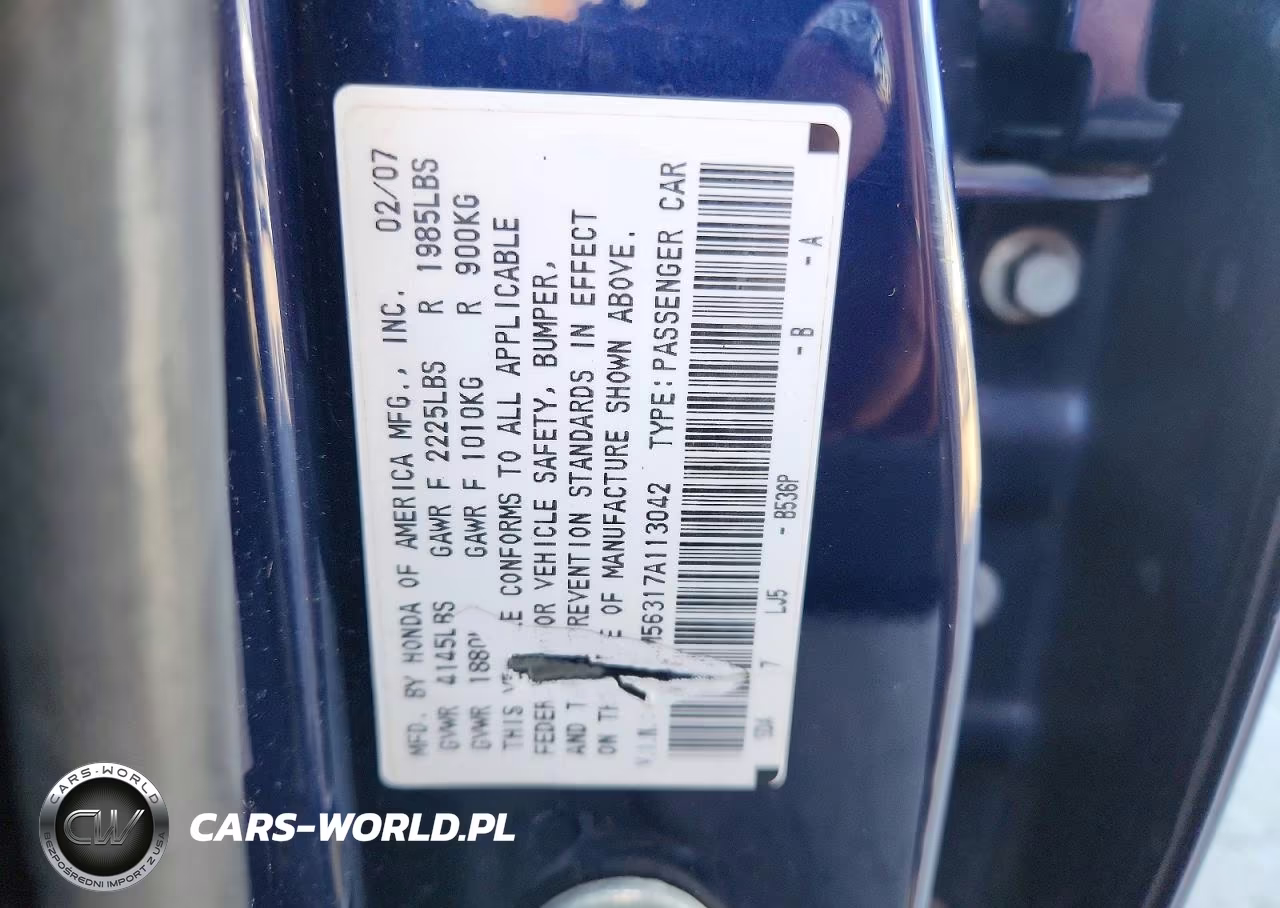 2007 Honda Accord Se VIN:1HGCM56317A113042 - 12
