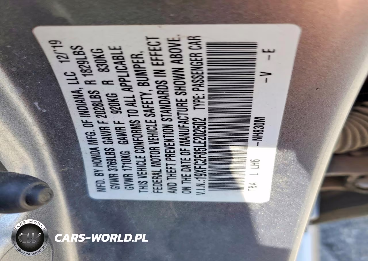 2020 Honda Civic Sport VIN:19XFC2F85LE202502 - 12