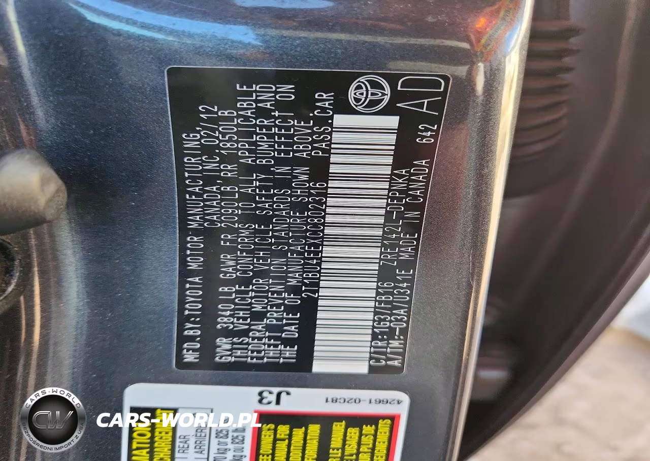 2012 Toyota Corolla L VIN:2T1BU4EEXCC802316 - 12