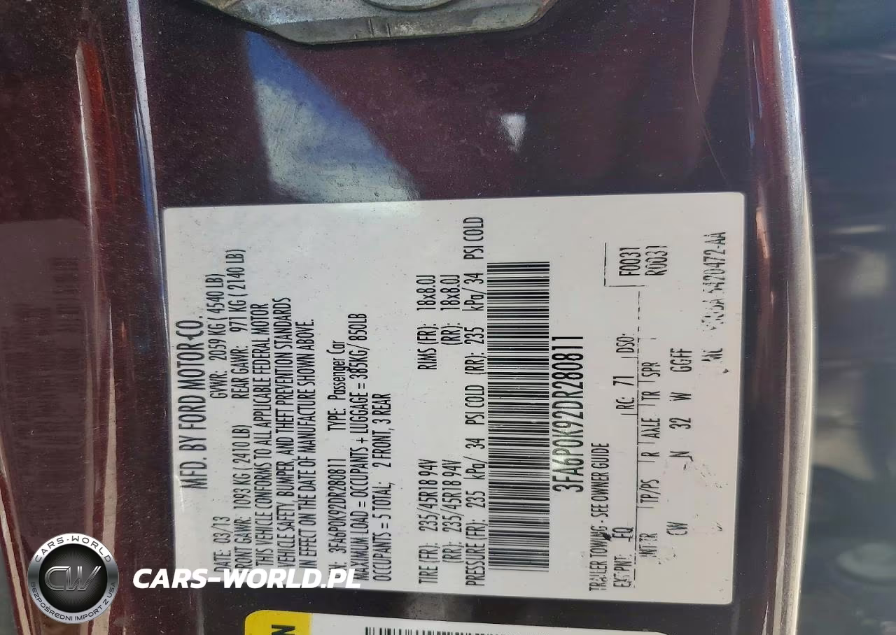 2013 Ford Fusion Titanium VIN:3FA6P0K92DR280811 - 12
