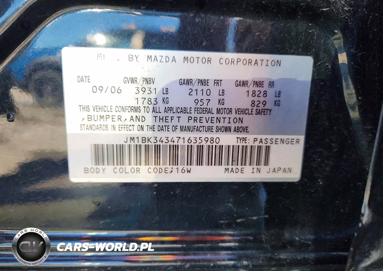 2007 Mazda 3 Hatchback VIN:JM1BK343471635980 - 12