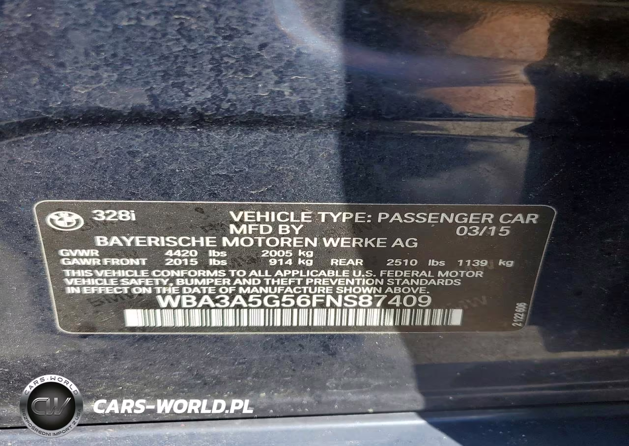 2015 BMW 328 I VIN:WBA3A5G56FNS87409 - 12