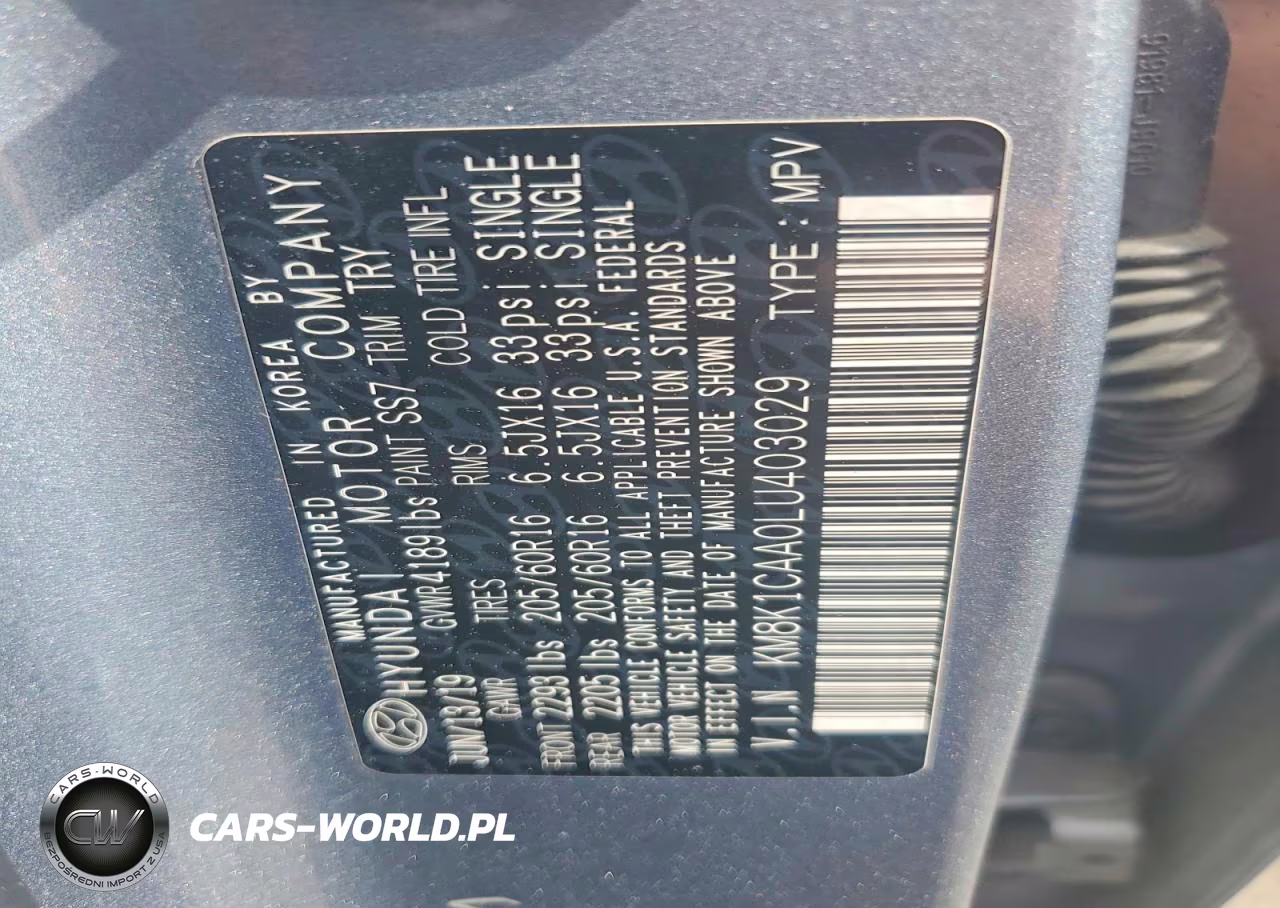 2020 Hyundai Kona Se VIN:KM8K1CAA0LU403029 - 12