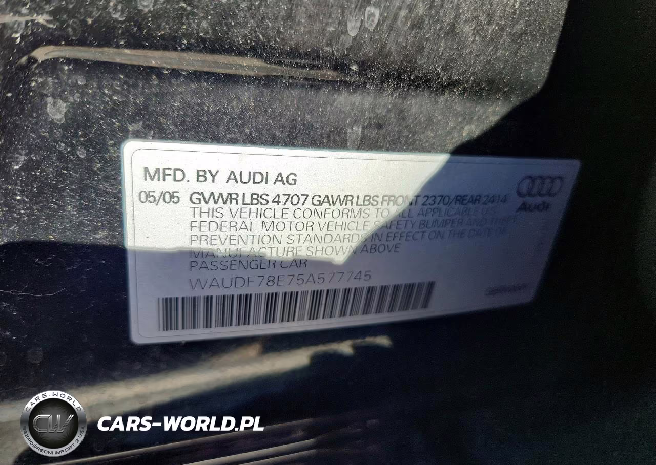 2005 Audi A4 2.0T Quattro VIN:WAUDF78E75A577745 - 12