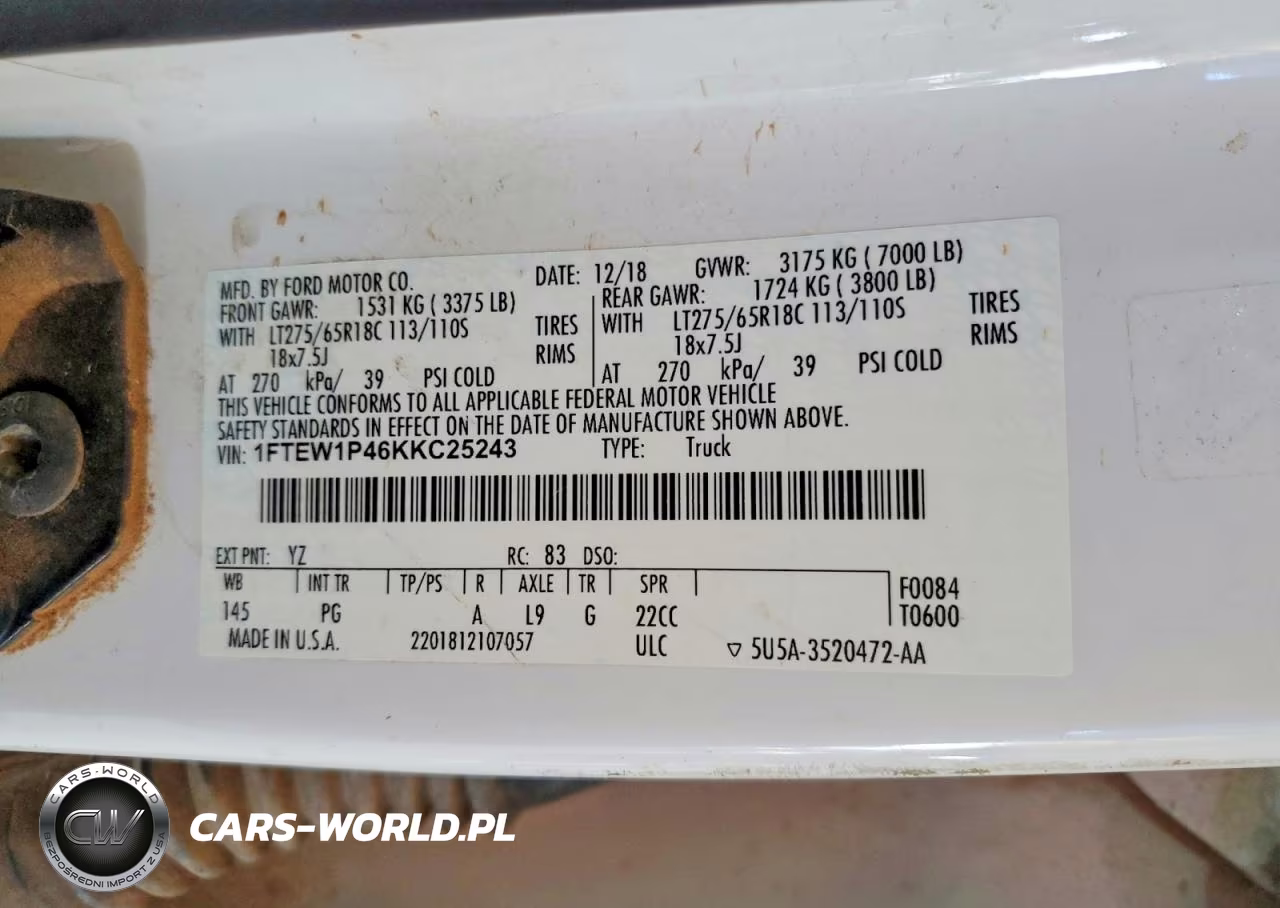 2019 Ford F150 Police Responder VIN:1FTEW1P46KKC25243 - 12