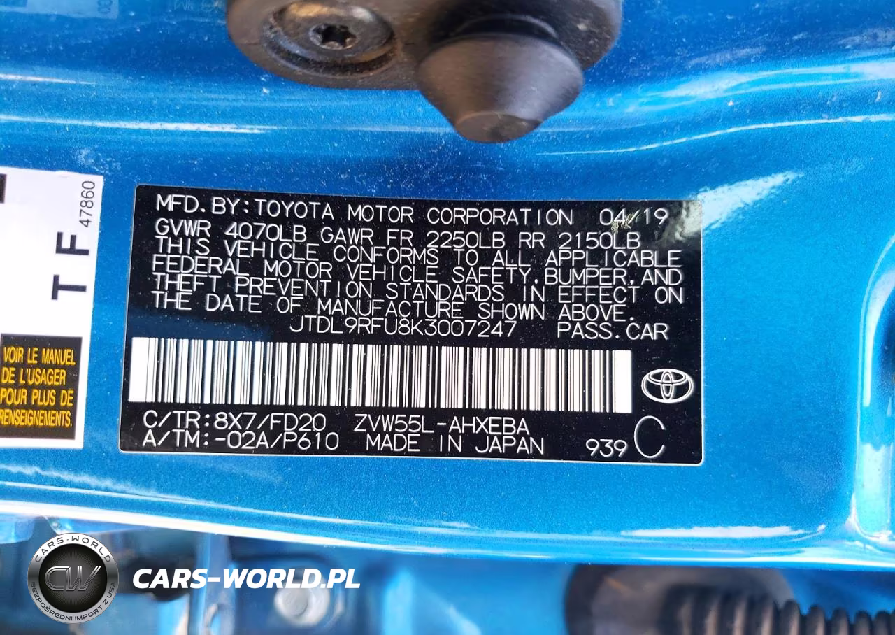 2019 Toyota Prius Le Awd-E VIN:JTDL9RFU8K3007247 - 12