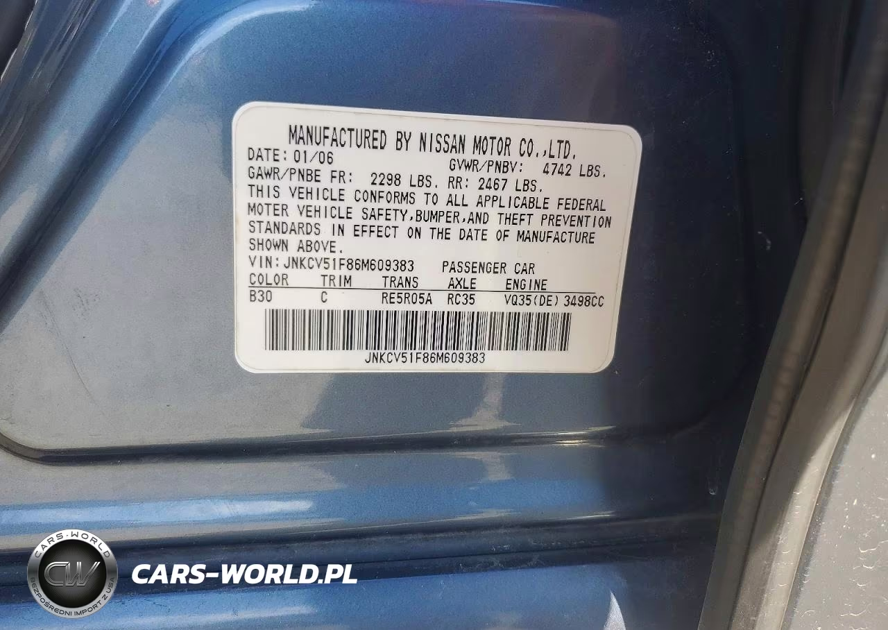 2006 Infiniti G35 X VIN:JNKCV51F86M609383 - 12